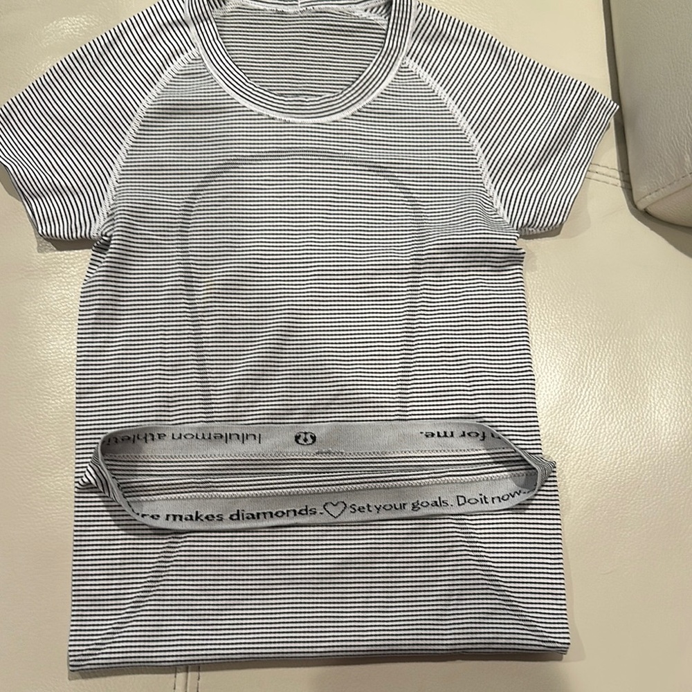 lululemon athletica Black and White Striped Crop Top